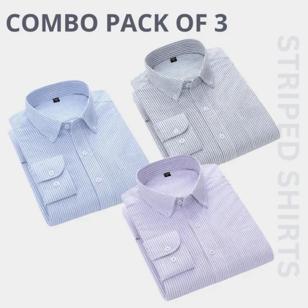 Premium Full Sleeves Striped Shirt 100% High Quality Combo Pack Of 3