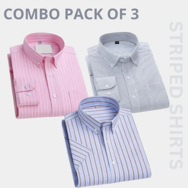 Premium Full Sleeves Striped Shirt 100% High Quality Combo Pack Of 3