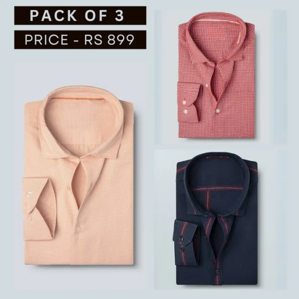 Combo Pack of 3 Men's Formal Shirts - Stylish & Versatile Collection